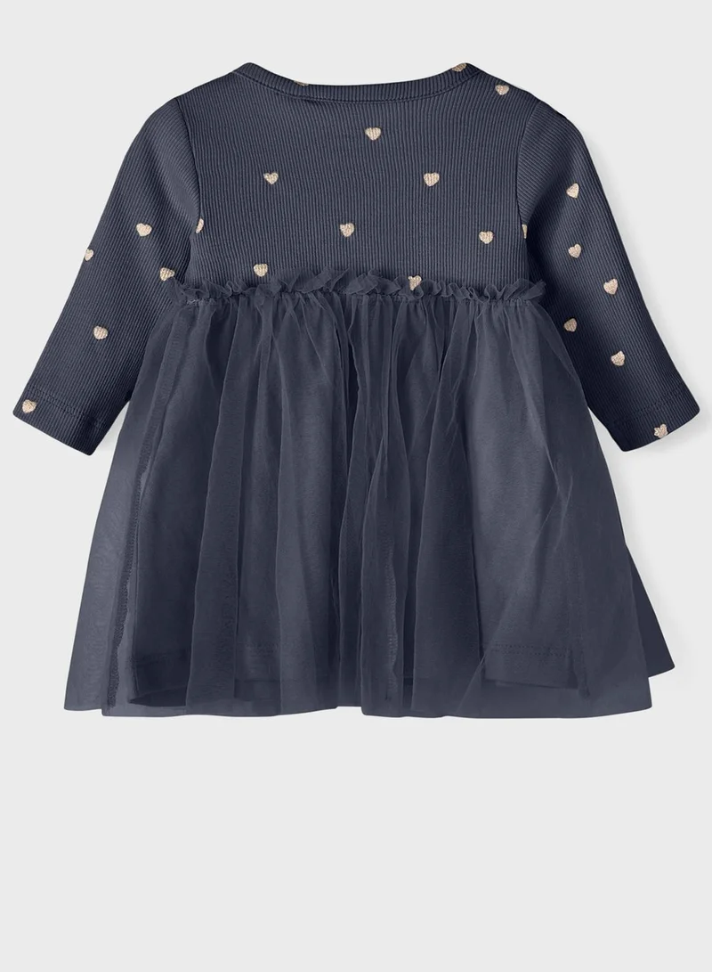 NAME IT Kids Heart Glitter Print Midi Dress
