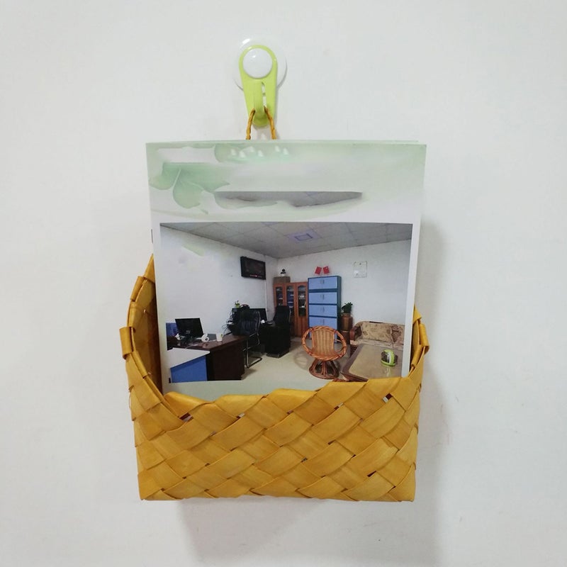 1pc Home Decorative Wood Woven Basket Wall Hanging Flower Storage Basket - Image 5