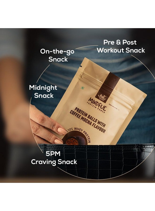 Eat Anytime Coffee Mocha Protein Balls | 30% Whey Protein | Rich in Protein & Fiber | Gluten Free Snacks, No Added Sugar | Pack of 2-70gm/per pack | 7 Ball Each Packet - Image 4