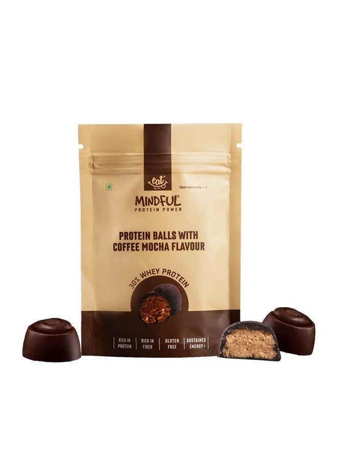 Eat Anytime Coffee Mocha Protein Balls | 30% Whey Protein | Rich in Protein & Fiber | Gluten Free Snacks, No Added Sugar | Pack of 2-70gm/per pack | 7 Ball Each Packet - Image 1
