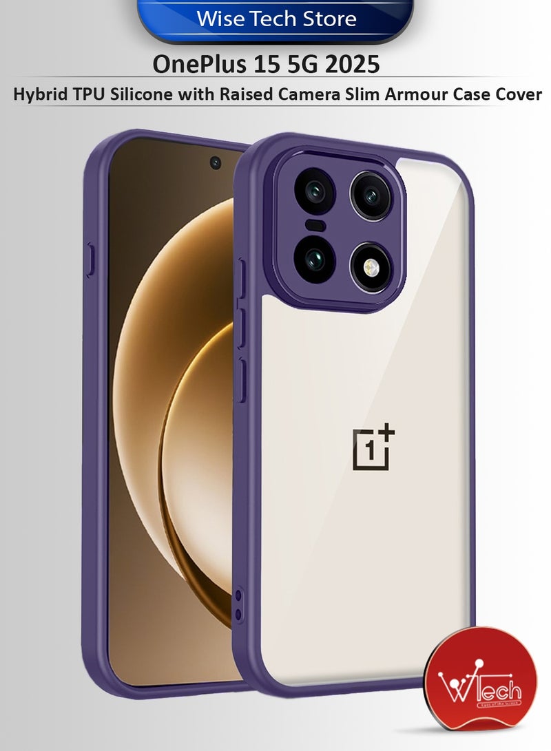 Wtech OnePlus 15 5G 2025 Hybrid TPU Silicone with Raised Camera Slim Armour Case Cover (MCAPSA) - Clear/Eggplant Purple - Image 1