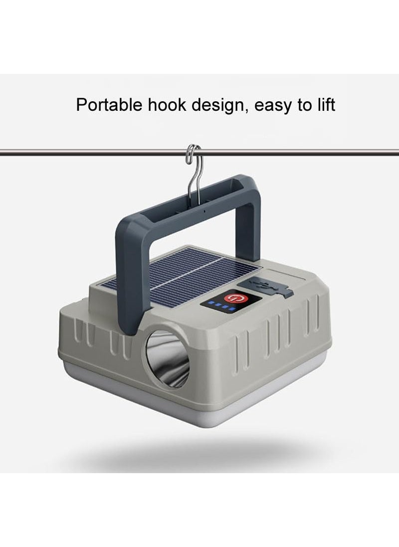 STAR WORK - STAR WORK Super Bright Solar Light Usb Rechargeable Portable Flood Lamps Light Usb Rechargeable Portable Flood Lamps, White - Image 1