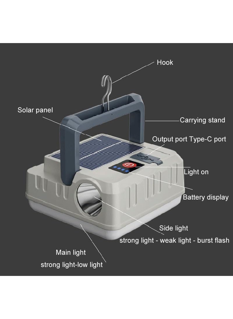 STAR WORK - STAR WORK Super Bright Solar Light Usb Rechargeable Portable Flood Lamps Light Usb Rechargeable Portable Flood Lamps, White - Image 1