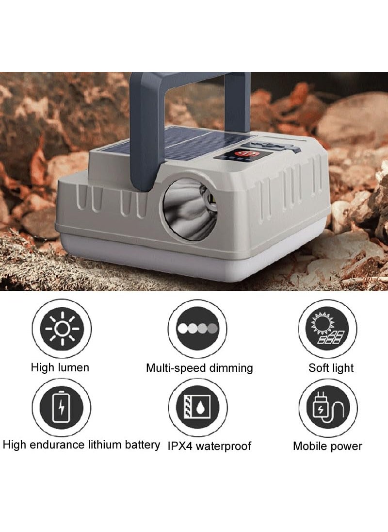 STAR WORK - STAR WORK Super Bright Solar Light Usb Rechargeable Portable Flood Lamps Light Usb Rechargeable Portable Flood Lamps, White - Image 1