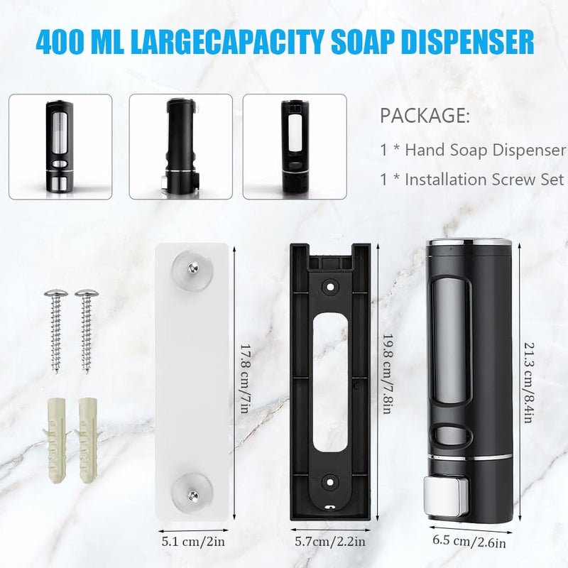 Guokanfly Single Wall Mounted Hand Soap Dispenser, 13.5oz/400ml Black Shower Pump, Clear Refillable Liquid Lotion Soap Dispenser, Gel Container Shower Pump Dispenser and Organizer for Bathroom Kitchen - Image 2