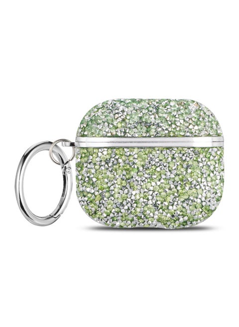 Applicable To For Apple's Airpods 3 Flash Drill Bluetooth Earphone Case Electroplated Flash Paste Drill Earphone Case-Color:Green-Applicable Model:Airpods Pro (with Packaging)