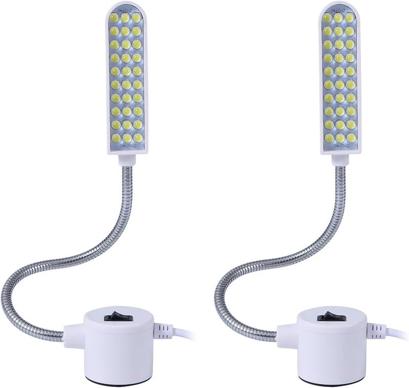 Weftnom 30 LED Sewing Machine Light with Magnetic Base and Flexible Gooseneck Portable Work Light for Janome Singer Brother Drill Presses Desks Craft Workbenches and Lathes 2Pack