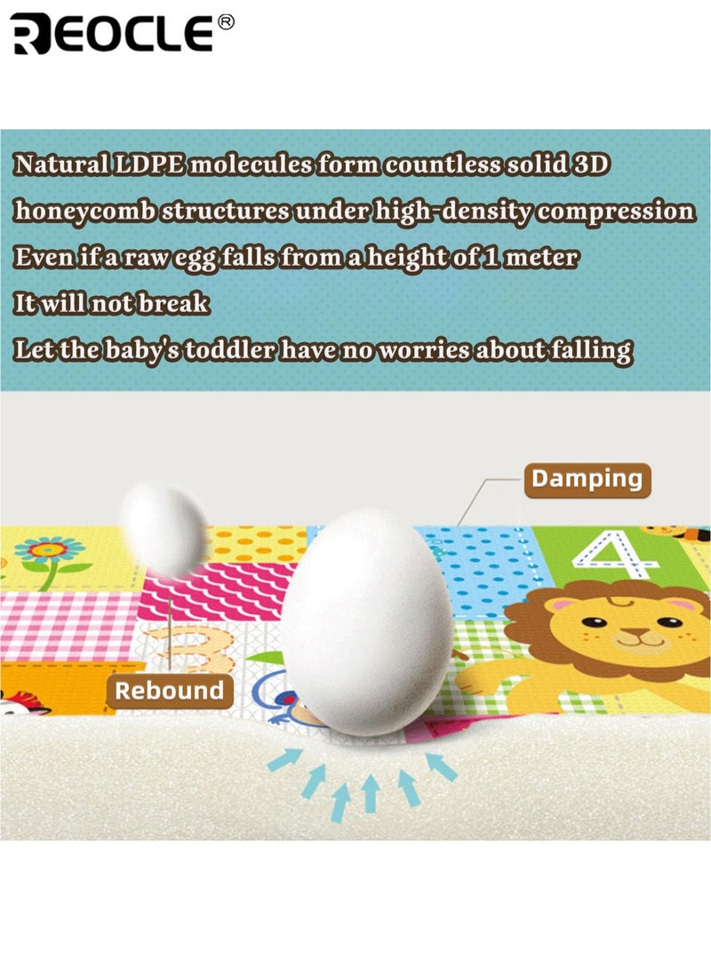 ريوكل سجادة لعب أطفال قابلة للطي للأرضية قابلة للعكس خلال 3 ثوانٍ مقاومة للماء عالية المرونة للرضع والأطفال الصغار غير قابلة للانزلاق تعليمية مزدوجة الجوانب من رغوة مقاس 39.4 × 70.9 بوصة - Image 5