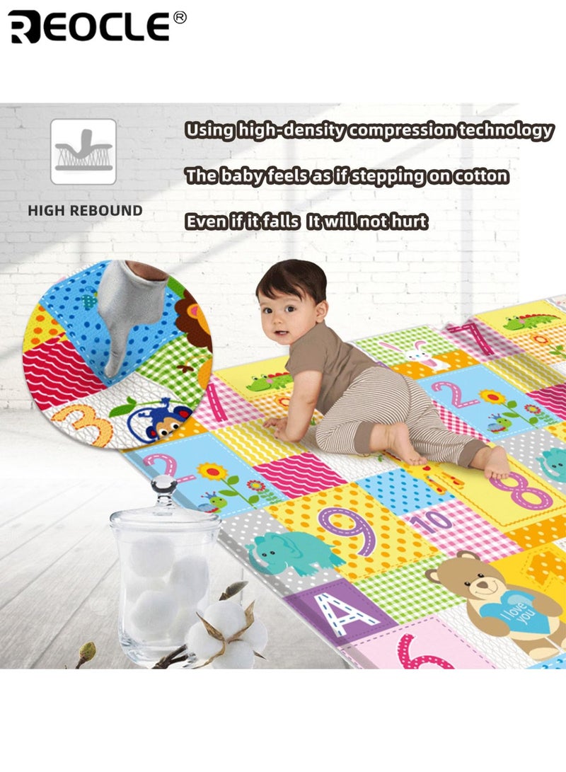 ريوكل سجادة لعب أطفال قابلة للطي للأرضية قابلة للعكس خلال 3 ثوانٍ مقاومة للماء عالية المرونة للرضع والأطفال الصغار غير قابلة للانزلاق تعليمية مزدوجة الجوانب من رغوة مقاس 39.4 × 70.9 بوصة - Image 4