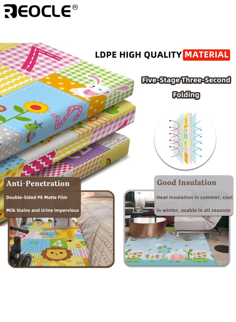 ريوكل سجادة لعب أطفال قابلة للطي للأرضية قابلة للعكس خلال 3 ثوانٍ مقاومة للماء عالية المرونة للرضع والأطفال الصغار غير قابلة للانزلاق تعليمية مزدوجة الجوانب من رغوة مقاس 39.4 × 70.9 بوصة - Image 3