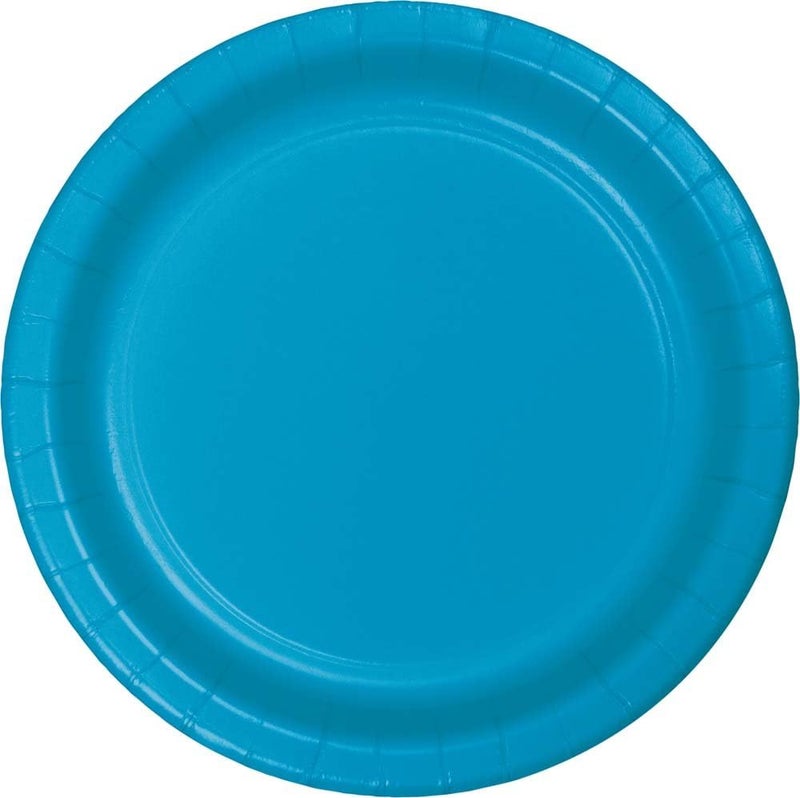 Creative Converting Touch of Color 24 Count Paper Lunch Plates, Turquoise - Image 1