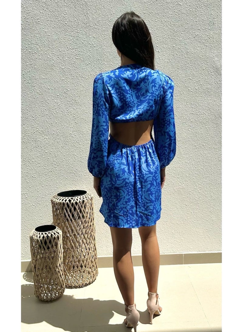 Alorabella Alina Leopard Cut-Out Dress - Blue  - Image 2