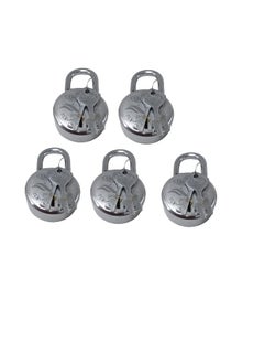 ONMAX ONMAX Lock Round 63mm with 3 Key Steel 8 Levers Padlock for Door Gate Shutter Home Kitchen Shop Office Silver Finish Pack of 5 Pcs  - Image 1