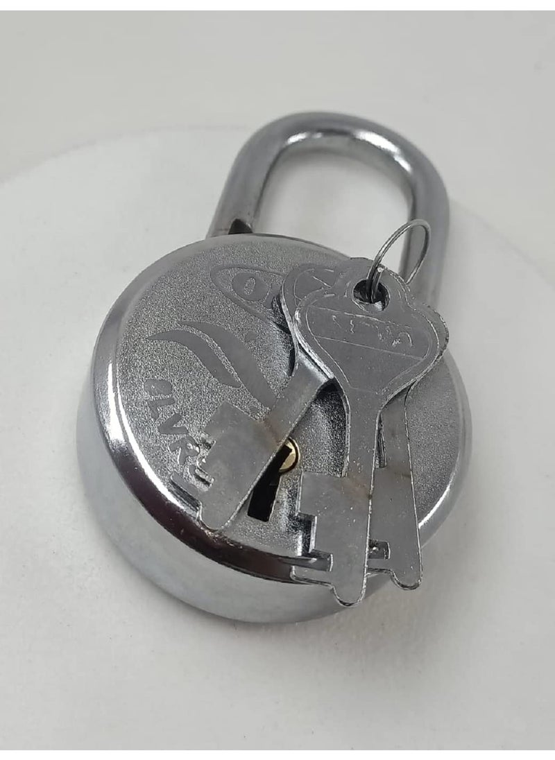 ONMAX ONMAX Lock Round 63mm with 3 Key Steel 8 Levers Padlock for Door Gate Shutter Home Kitchen Shop Office Silver Finish Pack of 5 Pcs  - Image 2