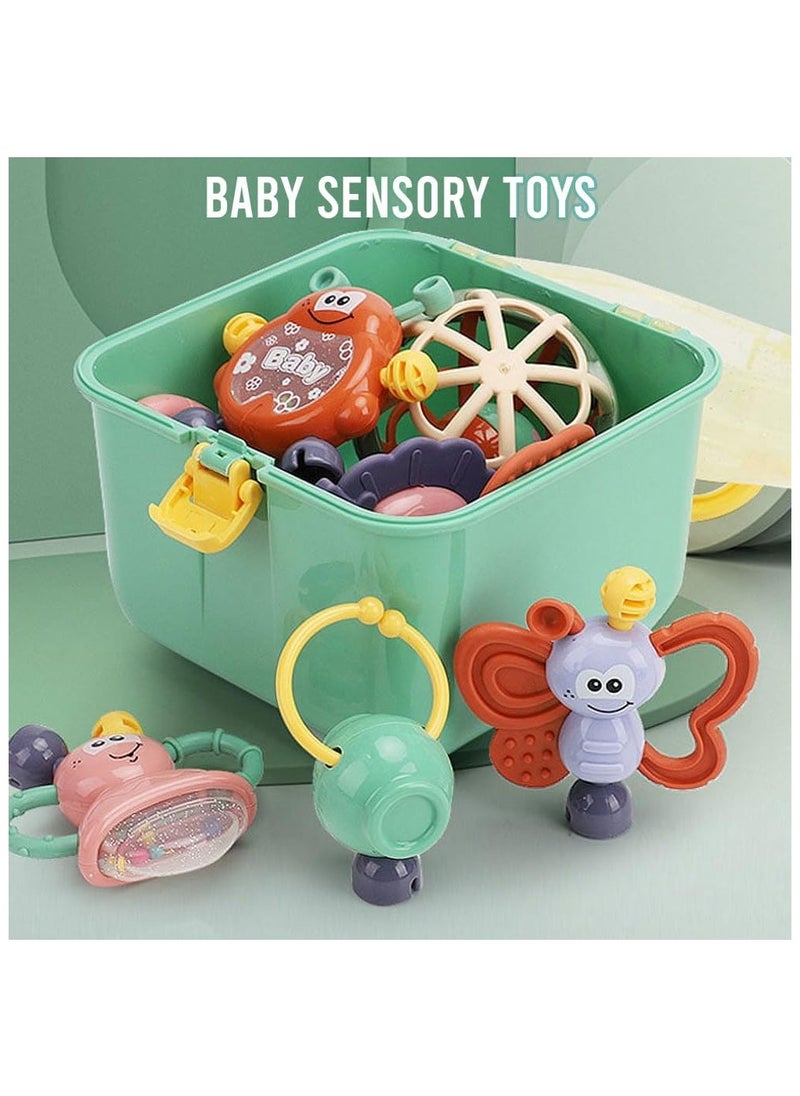 Generic - Teether Set Baby Toy, 11PCS Baby Rattles u0026 Teether Set with Storage Box, BPA Free Soft Silicone Teething Toys for Newborns, Safe u0026Gentle for Babies, Ideal Baby Rattle Teether Set, 3-12 Months - Image 1