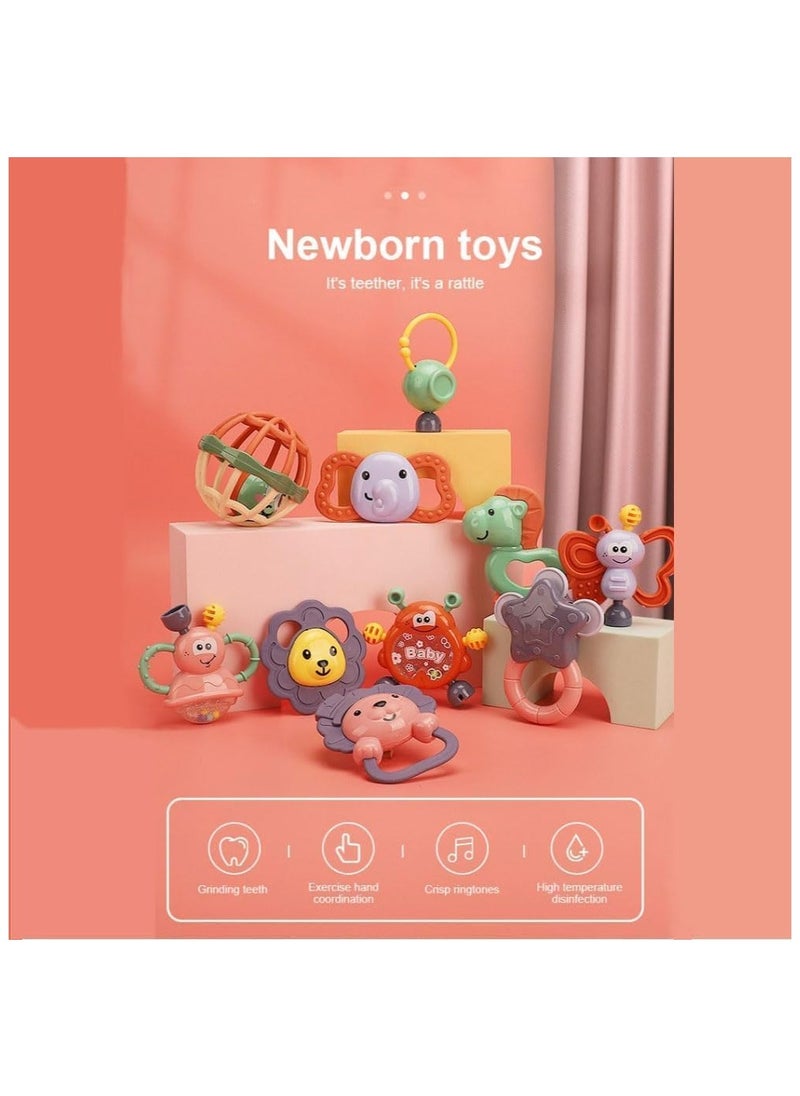Generic - Teether Set Baby Toy, 11PCS Baby Rattles u0026 Teether Set with Storage Box, BPA Free Soft Silicone Teething Toys for Newborns, Safe u0026Gentle for Babies, Ideal Baby Rattle Teether Set, 3-12 Months - Image 1