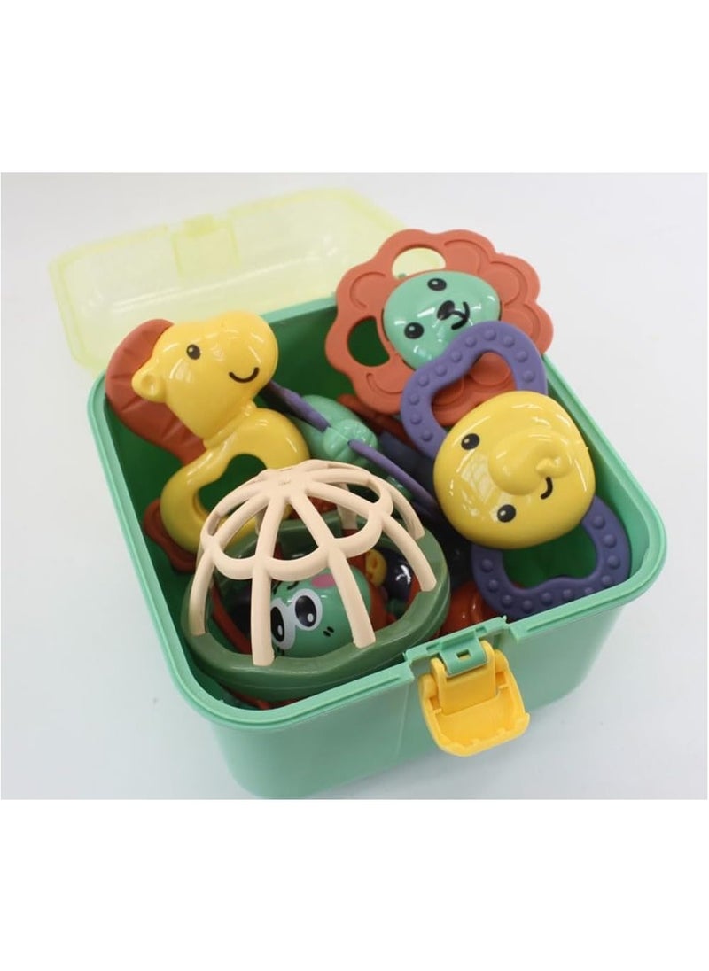 Generic - Teether Set Baby Toy, 11PCS Baby Rattles u0026 Teether Set with Storage Box, BPA Free Soft Silicone Teething Toys for Newborns, Safe u0026Gentle for Babies, Ideal Baby Rattle Teether Set, 3-12 Months - Image 1