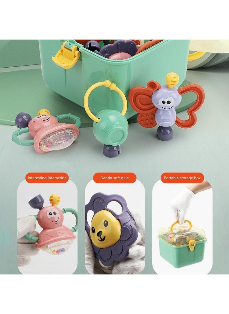 Generic - Teether Set Baby Toy, 11PCS Baby Rattles u0026 Teether Set with Storage Box, BPA Free Soft Silicone Teething Toys for Newborns, Safe u0026Gentle for Babies, Ideal Baby Rattle Teether Set, 3-12 Months - Image 1