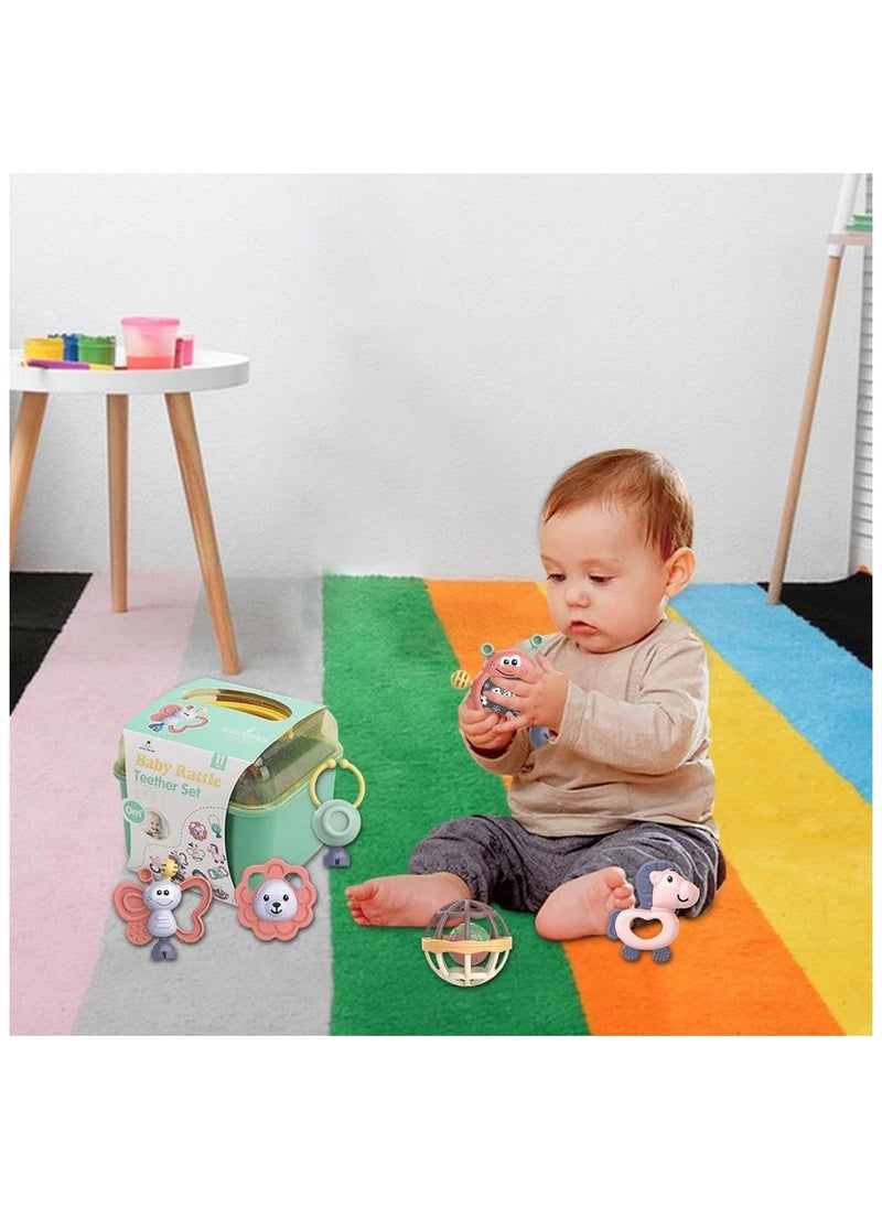 Generic - Teether Set Baby Toy, 11PCS Baby Rattles u0026 Teether Set with Storage Box, BPA Free Soft Silicone Teething Toys for Newborns, Safe u0026Gentle for Babies, Ideal Baby Rattle Teether Set, 3-12 Months - Image 1
