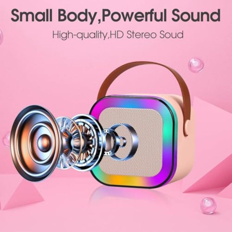 NEW Karaoke Machine for Adults, Mini Portable -Tooth Karaoke Speaker with 2 Wireless Microphones and Dynamic Lights, Birthday Gift, Home KTV, Outdoor, Travel - Image 5