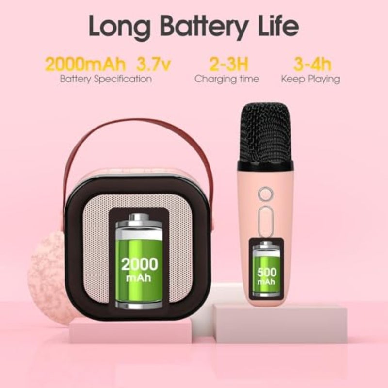 NEW Karaoke Machine for Adults, Mini Portable -Tooth Karaoke Speaker with 2 Wireless Microphones and Dynamic Lights, Birthday Gift, Home KTV, Outdoor, Travel - Image 3