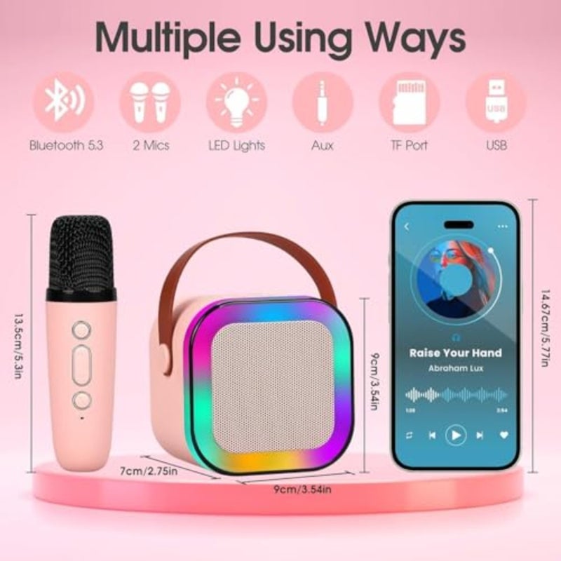 NEW Karaoke Machine for Adults, Mini Portable -Tooth Karaoke Speaker with 2 Wireless Microphones and Dynamic Lights, Birthday Gift, Home KTV, Outdoor, Travel - Image 4