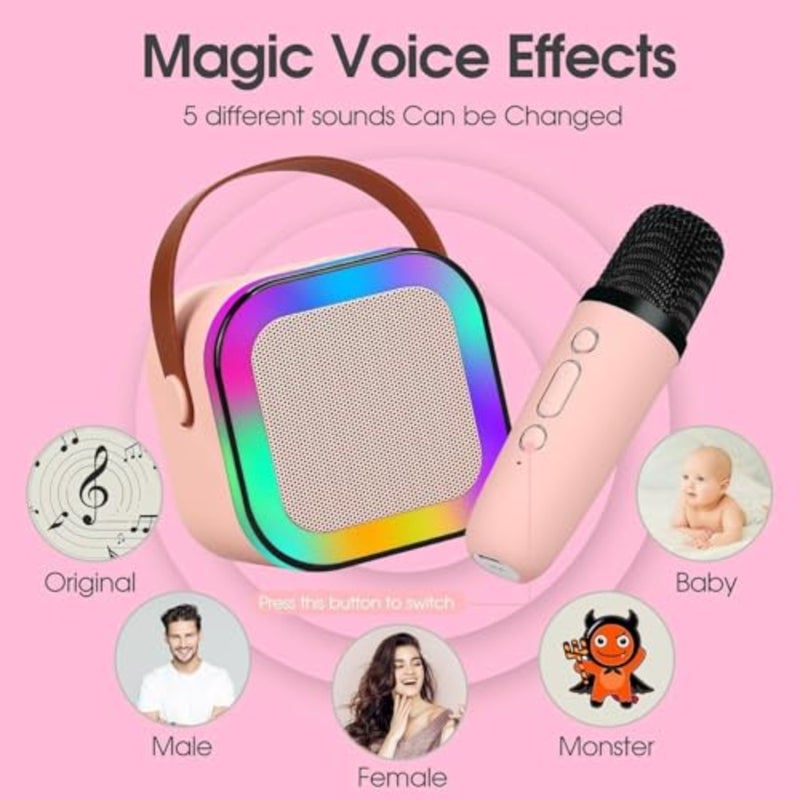 NEW Karaoke Machine for Adults, Mini Portable -Tooth Karaoke Speaker with 2 Wireless Microphones and Dynamic Lights, Birthday Gift, Home KTV, Outdoor, Travel - Image 2