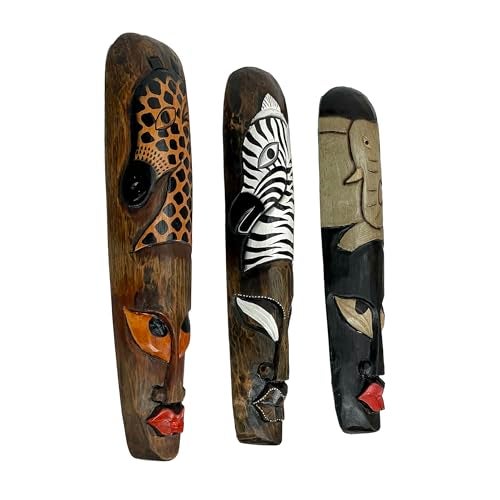 Things2Die4 Set Of 3 African Wildlife Wooden Wall Masks - Image 2