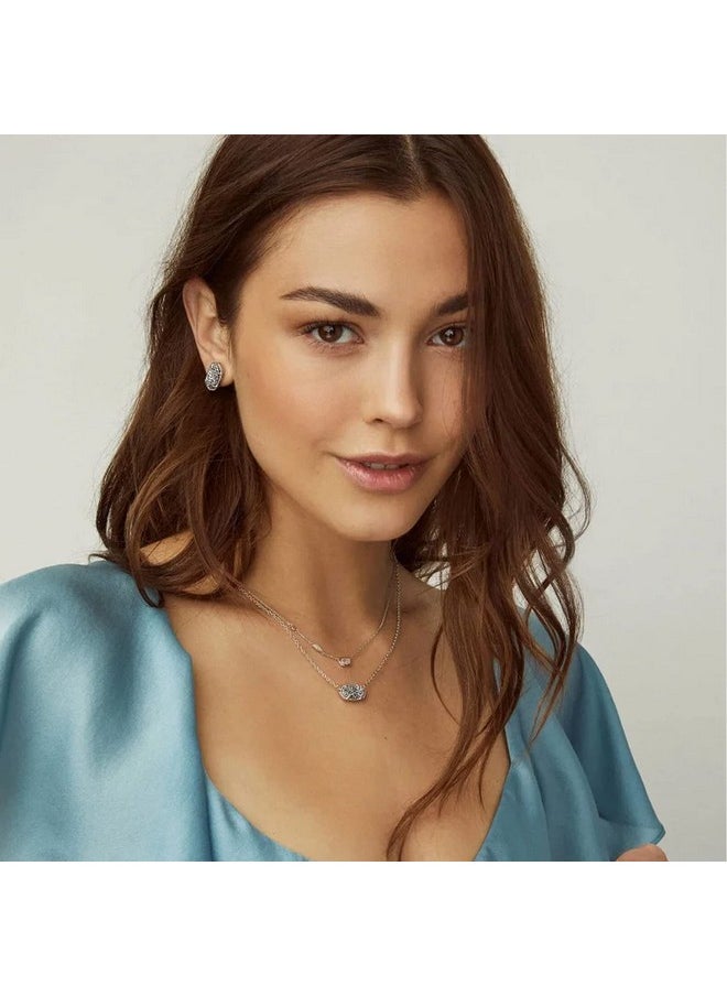 Kendra Scott Kendra Scott Elisa Pendant Necklace for Women, Fashion Jewelry, Rhodium-Plated, Light Blue Illusion  - Image 4