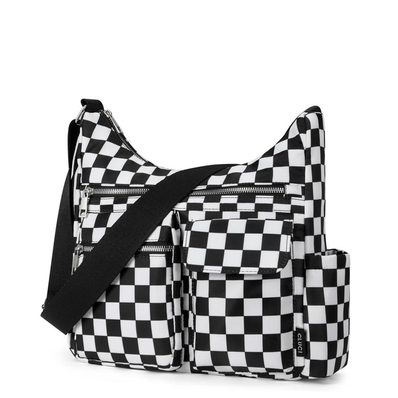 CLUCI Travel Purses for Women, Waterproof Checkered Nylon Crossbody Bags for Woman Trendy, Anti Theft Shoulder Handbags for Ladies - Image 1