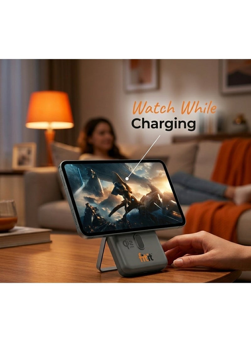 FITIT 10000mAh MagSafe Power Bank with Stand, 25W Fast wireless Charging (Qi2.2 certified), Wireless & USB-C Charging, with digital display, Compatible with iphone 17-12 series, Samsung S26-S24 series Android devices - Image 4