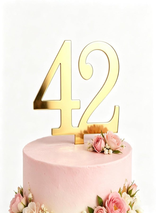 REMAX Gold Acrylic Happy 42th Birthday Cake Topper - Number 42 Cake Decoration, Cheers to 42 Years, Forty Two Cake Pick Decor for Hello 42 th Birthday Anniversary Party Supplies (GOLD 42) - Image 5