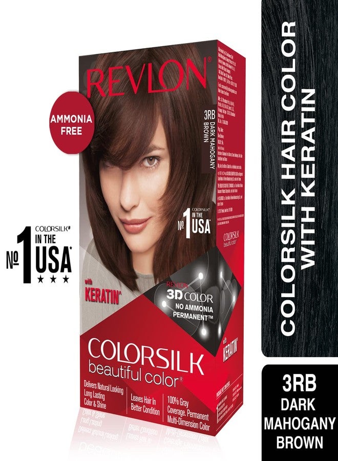 REVLON ColorSilk Hair Color with Keratin - 3RB Dark Mahogany Brown - (with Outrageous Shampoo 90 ml) (3S10978F36721332) - Image 4