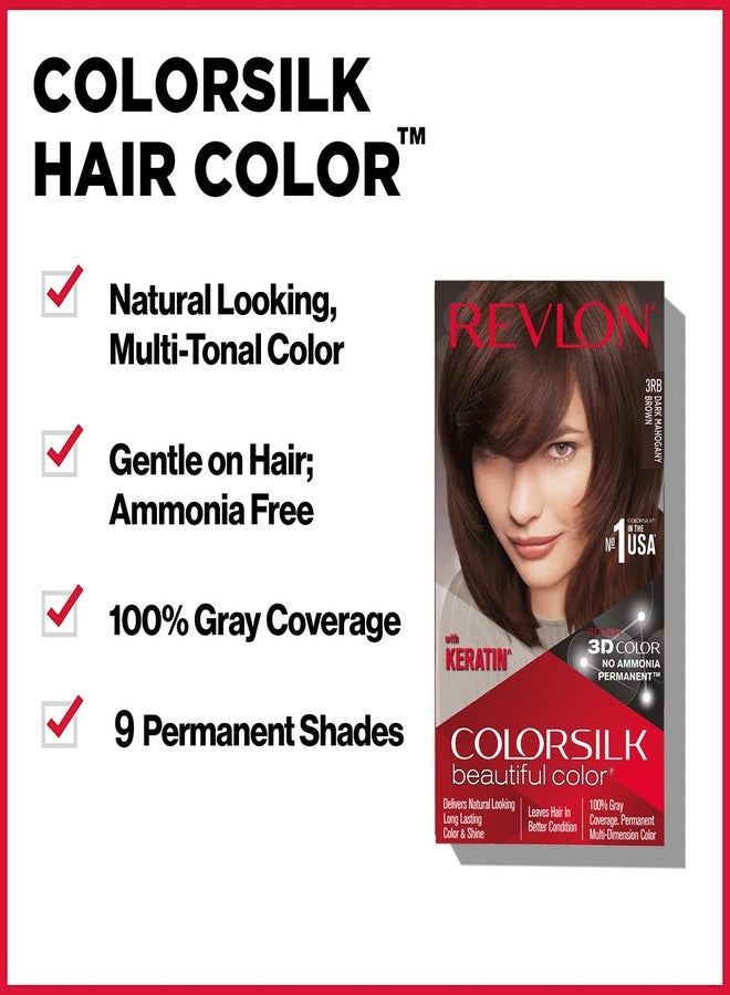 REVLON ColorSilk Hair Color with Keratin - 3RB Dark Mahogany Brown - (with Outrageous Shampoo 90 ml) (3S10978F36721332) - Image 5