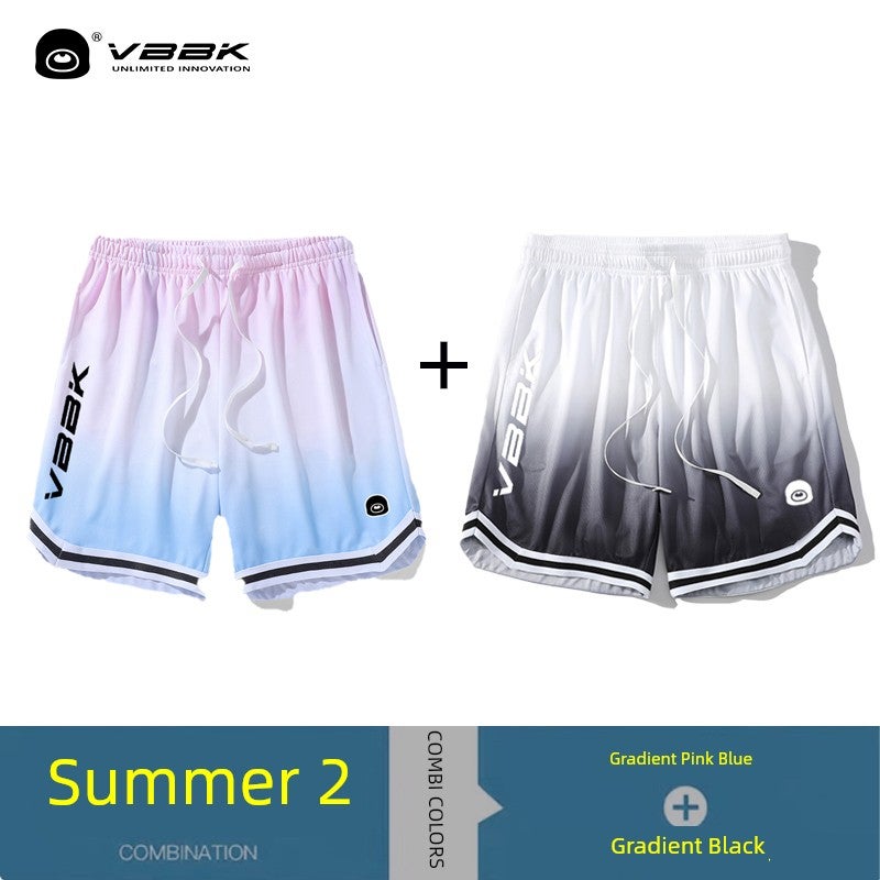 VBBK ice silk casual shorts for boys Korean style trendy ins blue pink gradual change dopamine plus size breathable basketball pants - Image 3