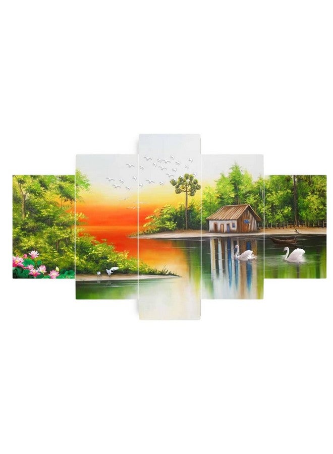 Masstone Painting for Wall Natural Scenery | UV Laminated | Natural Scenery Landscape Wall Art Painting for Bedroom | 30x17 Inch | Multicolor Painting for Living Room | Set of 5 - Image 1