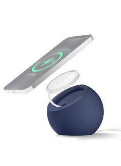 Silicone Pellet Magsafe Magnetic Charger Holder for iPhone 12 Series(Blue)
