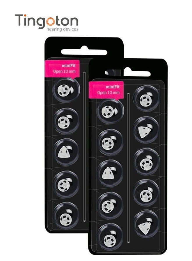 Tingoton Tingoton Hearing Aid Domes for Oticon MiniFit Open Vent Bass Domes: 2 Packs (10mm),Universal Domes for Oticon Hearing Aid Supplies  - Image 1