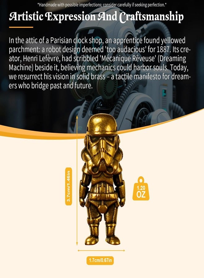 CHOVY Antique Brass Robot Figurine – Heavyweight Solid Brass Retro Decor, Biomechanical Art Sculpture for Collectors, Unique Steampunk Gift for Men’s Workspace - Image 3