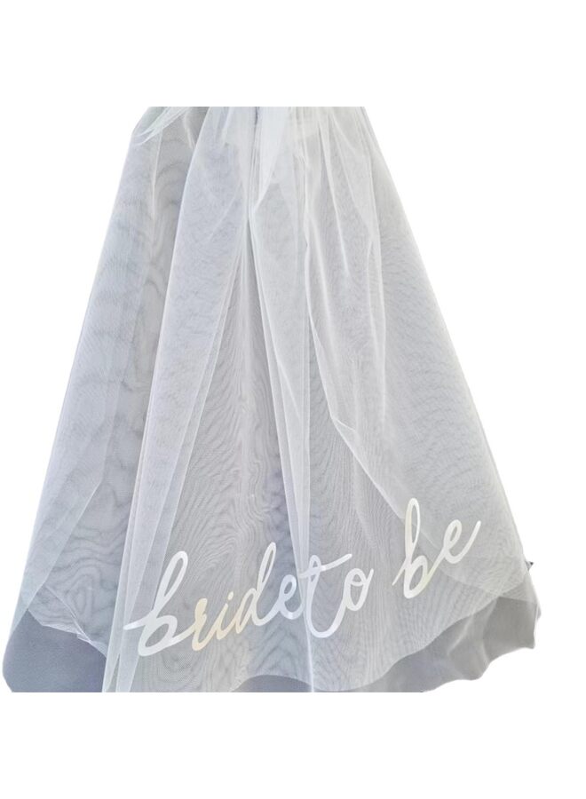 طرحة زفاف مطرزة لحفل توديع العزوبية | إكسسوار، زينة عصابة رأس للعروس، غطاء رأس أبيض، هدية لحفل توديع العزوبية، لوازم الخطوبة، حفل زفاف - Image 1