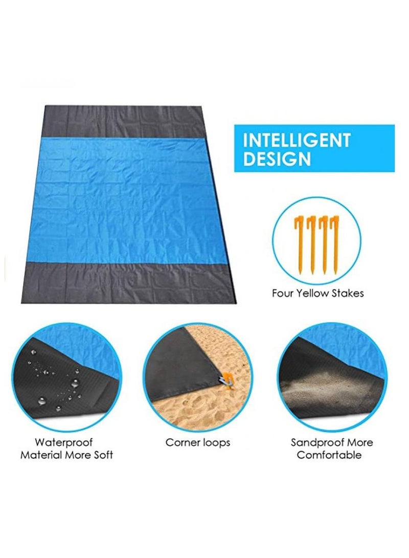AIWANTO Beach Blanket Waterproof Sandproof 2.1M*2M- Large Beach Blanket Sandproof Fits for 4-6 Adults, Waterproof Beach Mat with Zipper Pocket, Outdoor Beach Mat for Travel, Camping, Hiking - Image 2