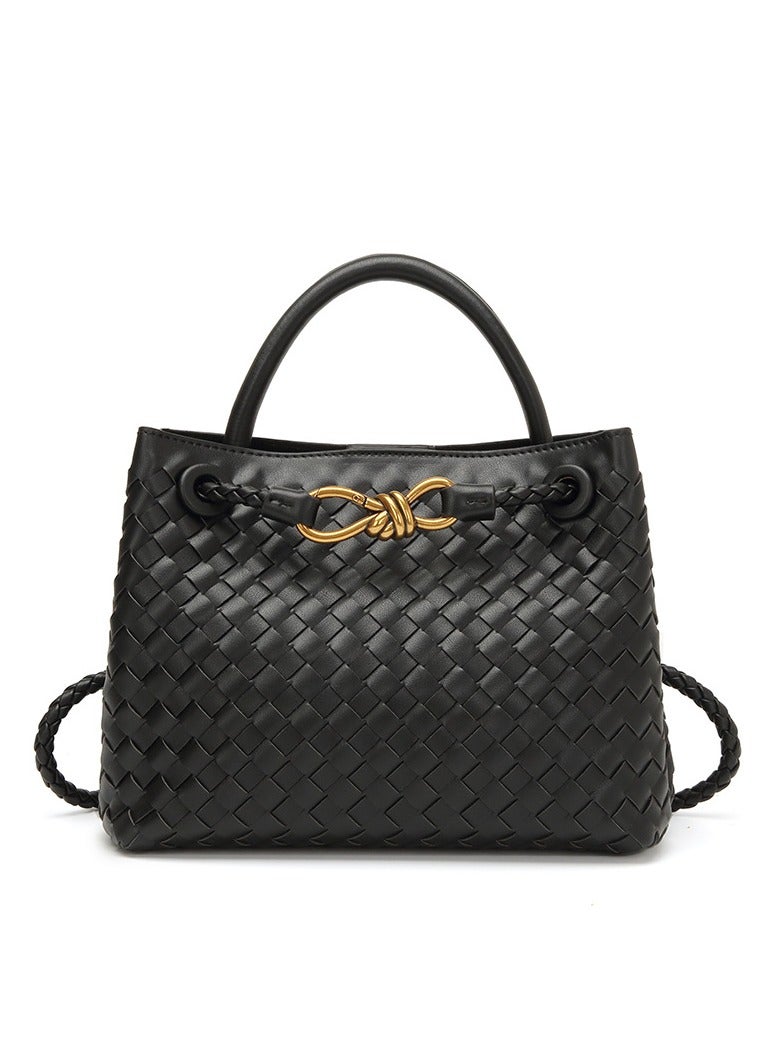 baellerry Woven Hobo Bags for Women Fashion Leather Woven Tote Shoulder Bag Purses Tote Handbag (Black） - Image 1