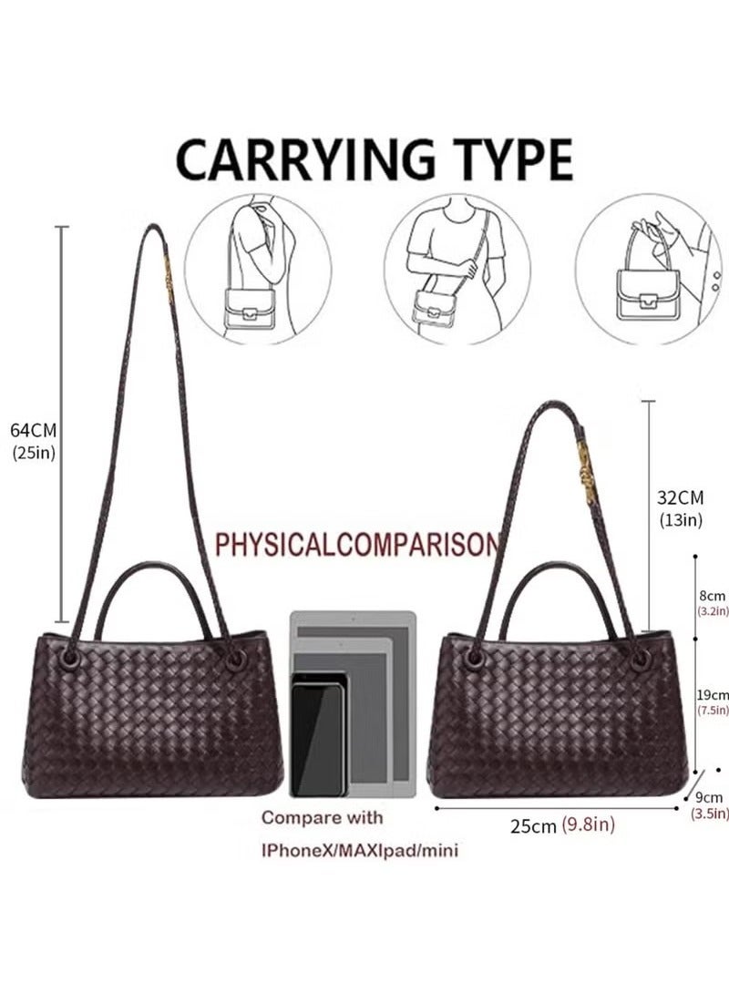 baellerry Woven Hobo Bags for Women Fashion Leather Woven Tote Shoulder Bag Purses Tote Handbag (Black） - Image 5