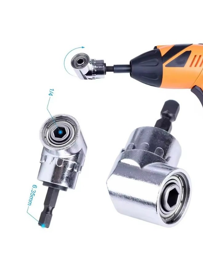 Generic - 105 Degree Right Angle Drill Attachment Chuck Adapter Holder 1/4 Hex Magnetic Socket Screwdriver Extension for Power Tool - Image 1