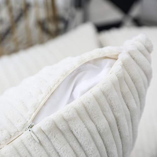 UGS UGASA UGASA Velvet Soft Solid Decorative Square Throw Pillow Covers Cushion Case for Sofa Bedroom, 1 Pc, 18x18Inch (45x45cm), Cream - Image 2