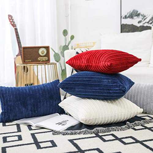 UGS UGASA UGASA Velvet Soft Solid Decorative Square Throw Pillow Covers Cushion Case for Sofa Bedroom, 1 Pc, 18x18Inch (45x45cm), Cream - Image 5