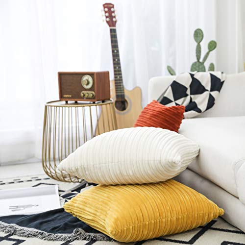 UGS UGASA UGASA Velvet Soft Solid Decorative Square Throw Pillow Covers Cushion Case for Sofa Bedroom, 1 Pc, 18x18Inch (45x45cm), Cream - Image 4