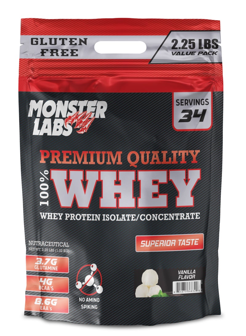 بروتين مصل الحليب بنسبة 100% من Monster Labs - 2.25 باوند (1 كجم)
