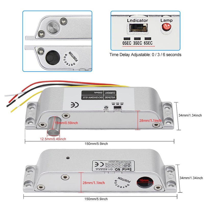 LIBO Smart Home قفل كهربائي مزود بمسامير سفلية DC 12V وضع عدم التشغيل الآمن قفل باب إلكتروني لنظام أمان التحكم في الوصول مع تأخير زمني - Image 4