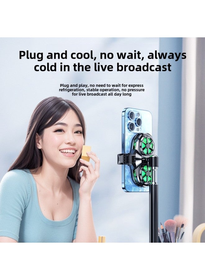 Loquat Internet Celebrity Live Mobile Phone Radiator Dual Fan Radiator Dual Core Semiconductor Cooling Refrigeration Artifact-Color:Dual Core Semiconductor Does Not Include Adapter - Image 2